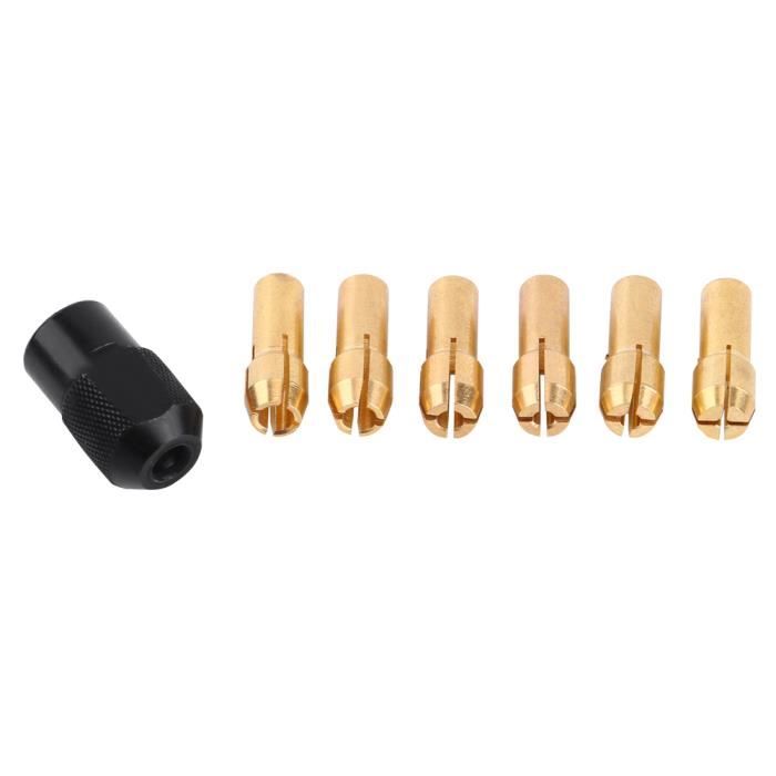 Pince De Serrage Mandrin M8 Avec 6 Manchons 1-3.2mm - Outil Rotatif En Laiton & Acier