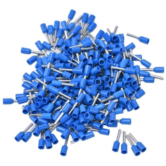 Lot De 380 Bornes à Sertir Isolées Bleues 16 AWG E1512 - Pour Câblage Audio Voiture, électronique, Domotique - Connexions Sécurisées Et Sans Soudure