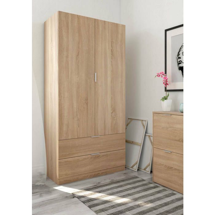 Dmora Vestiaire Darest Armoire de chambre avec 2 portes et 2 tiroirs Meubles de chambre 81x52h180 cm Chêne Dmora Vestiaire Darest Armoire de chambre avec 2 portes et 2 tiroirs Meubles de chambre 81x52h180 cm Chêne