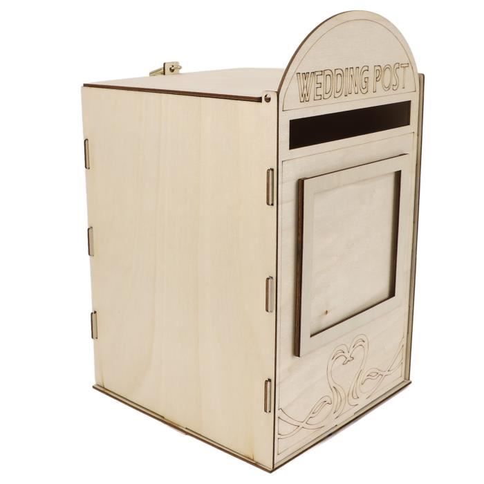 Boîte à Souhaits De Mariage En Bois – Puits à Voeux Avec Colombes Et Seau (blanc)