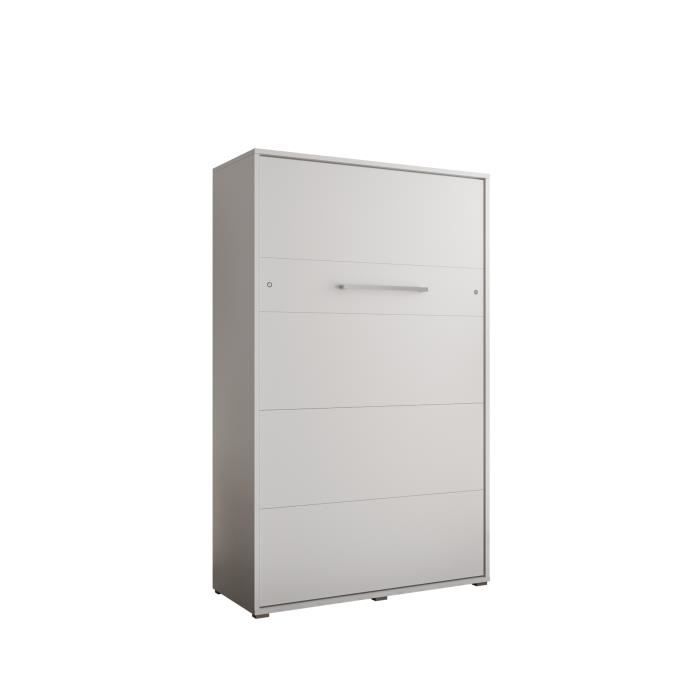 armoire lit escamotable vertical alabama 120 avec coffre - style contemporain - blanc mat (sans matelas)