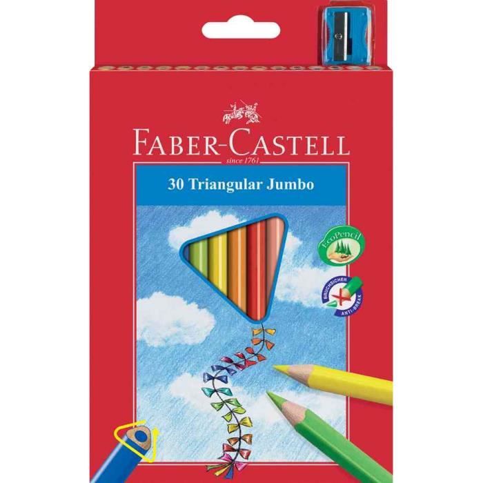 étui de 30 Crayons de couleur Jumbo triangulaire