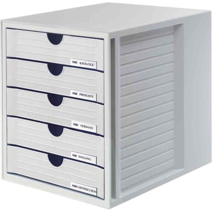 Module de classement - HAN - 5 Tiroirs fermés - Gris - Polystyrène - Meuble de bureau