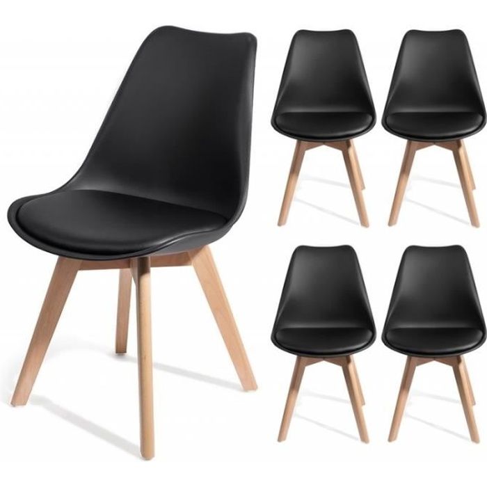 brekka noir lot de 4 chaises design contemporain nordique scandinave super qualité