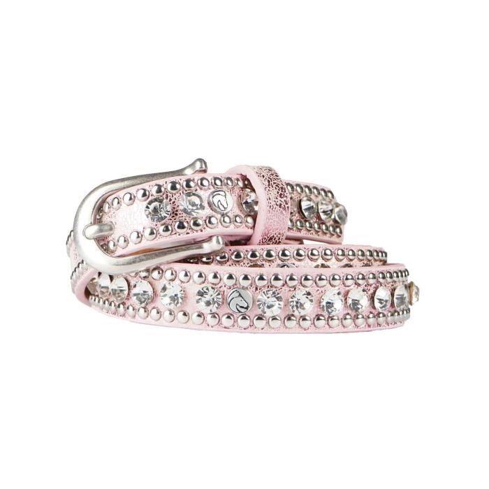 Ceinture Femme Vanzetti En Cuir Clouté Cristaux Roses - Taille 90/36 - Occasion Stylée
