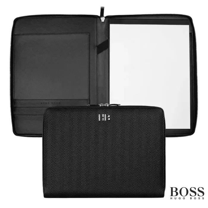Conferencier Porte Document A4 Bloc Note Hugo Boss Noir