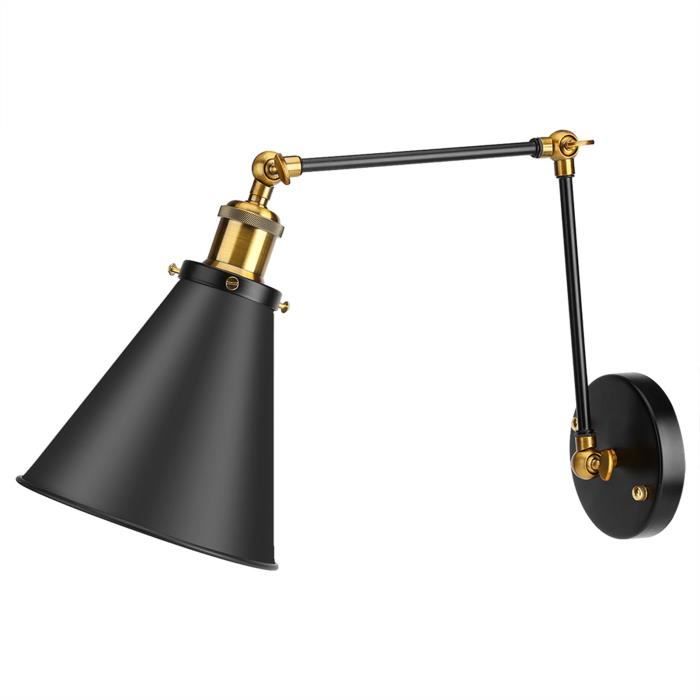 Lampe De Plafond Réglable Mercury Row – Acier Inox Noir/or, Bras Oscillant, Interrupteur