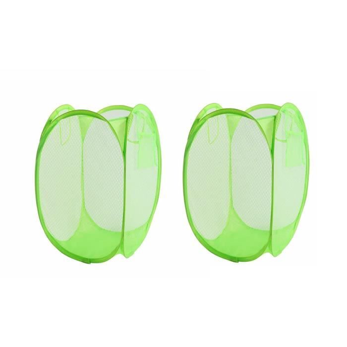 Yanzhi Lot De 2 Paniers à Linge Ronds Avec Poignées En Cuir, 50,8 Cm De Haut Grand Panier A Linge Pliable Separateur De Vetements Panier A Linge Pour Trier Les Vetements Hjt