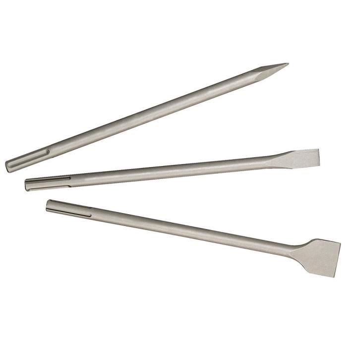 Jeu de 3 burins SDS max Metabo pointu plat et ébauchoir