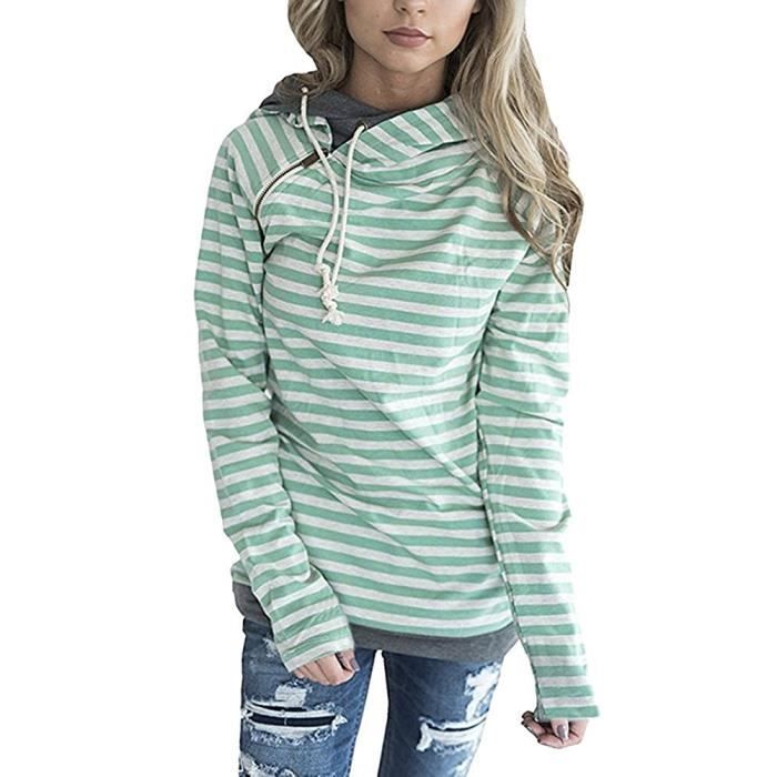 Minetom Homme Automne Hiver Rayure Sweats a capuche Hoodie Sport Sweat shirts Manteau Veste Casual Jumper Tops Pullover A vert Cdiscount Pret a Porter