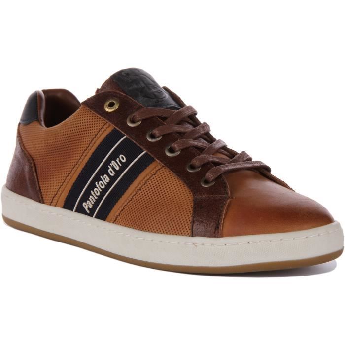 Pantofola D'Oro Baskets à lacets en daim et cuir pour hommes - Pantofola DOro Melfi Uomo Low - Brun - Taille 42