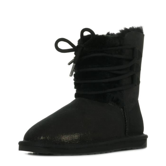 Bottes EMU Australia Sorby Black Metallic Femme Cuir Lacets Automne Hiver