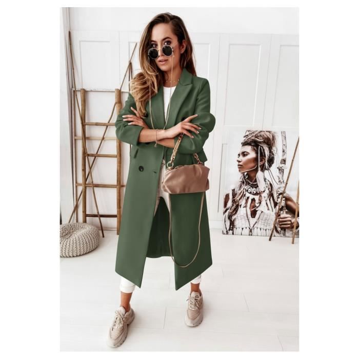 Veste Kaki Manteau Long Vert Kaki Femme Manteau Veste