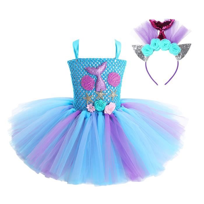 Enfant Fille Robe Sirène Mermaid Queue Tutu Robe Danse Patinage Robe  Princesse Sans Manches Carnaval Serre-Tête Sirène 2-12 Ans Bleu Bleu -  Cdiscount Prêt-à-Porter