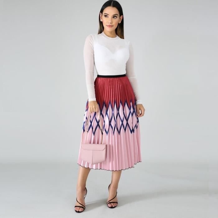 Jupe Longue Bohème Femme Été - Tissu Léger Taille Élastique - Style Chic Et Confortable - Motifs Colorés - 1