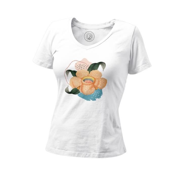 T-shirt Femme Lucky Brand Taille S - Motif Branche/fleur Rouge, Col En V, 100% Coton, Neuf