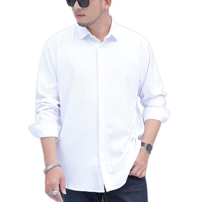 Chemise,Chemise imprimée à manches longues pour homme,vêtement Slim et  décontracté de haute qualité,couleur or et - vert militaire Blanc -  Cdiscount Prêt-à-Porter