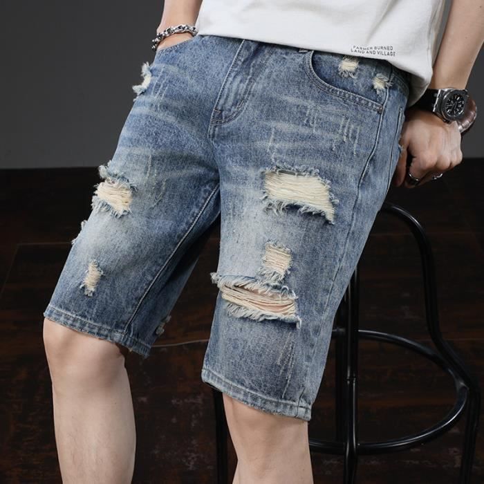 Short Déchiré En Jean Vert Fluo Teinture Tie Dye - Denny - Taille 10 - Neuf