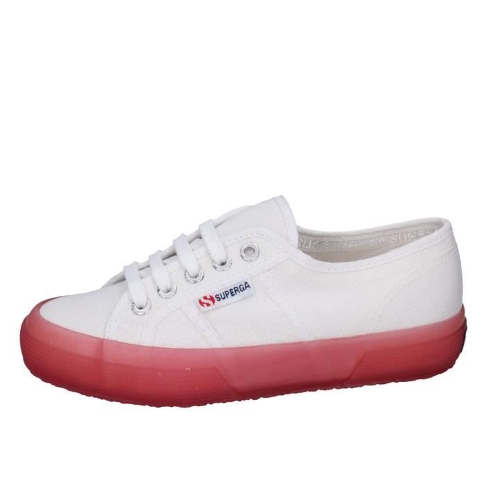 Baskets Femme SUPERGA Blanc Textile BE842 Lacets t Blanc