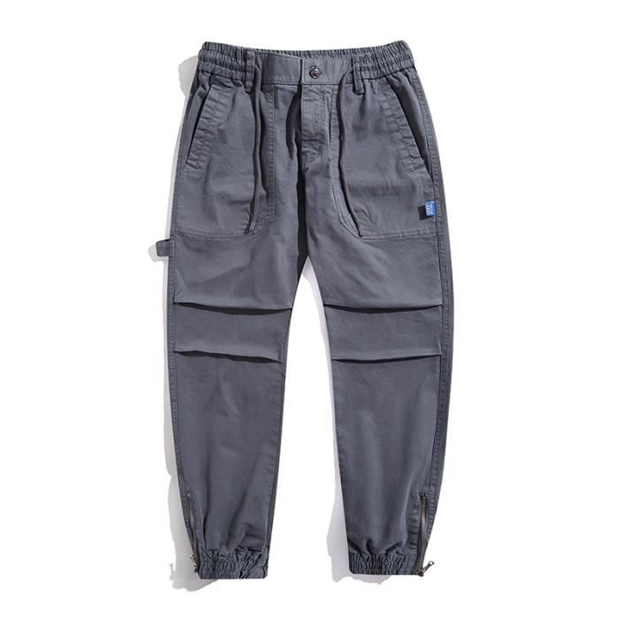 Pantalon Cargo Garçon Ado 8 à 15 Ans - Multi-poches, Taille élastique, Cheville Ajustable - Style Streetwear Décontracté - Pour école, Sport, Quotidien