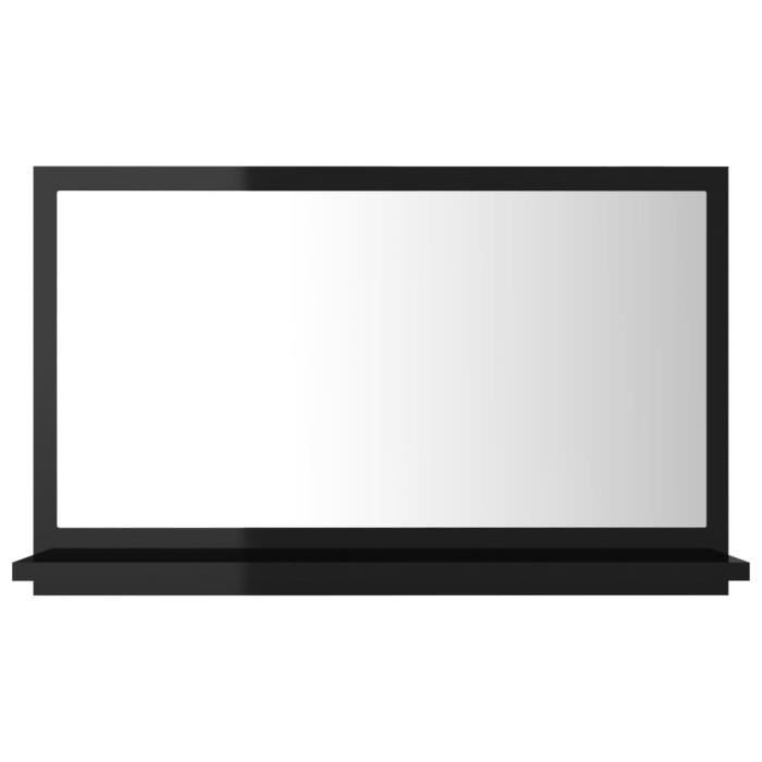 Miroir Salle De Bain Noir 60x45 Cm Avec 3 Tablettes - Meuble Rangement IP44 Résistant à L'Eau