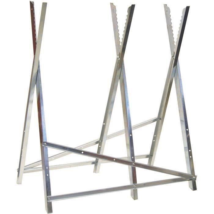 JARDIN PRATIQUE Chevalet de tronçonnage bûches en métal CT300 - 3 tréteaux - L76 x H77 cm