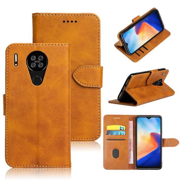 Étui Portefeuille En Cuir Pour Blackview Fort 1 - Rabat Magnétique, Compartiments Cartes, Protection RFID Et Anti-choc - Marron Clair