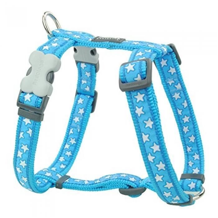 red dingo harnais réglable pour chien bleu etoiles blanc 37 à 55 cm 15 mm