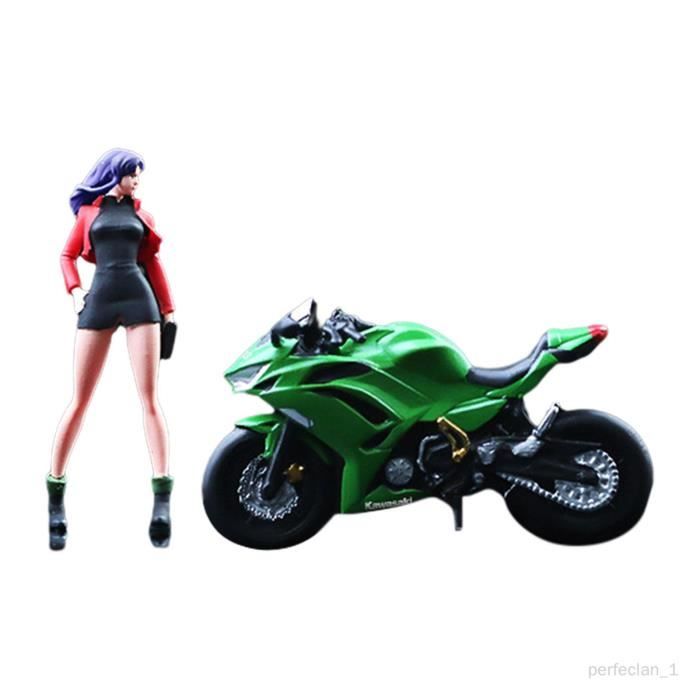 XTRADEFACTORY Figurine en céramique Moto  Figurine décorative de motard en porcelaine Noir/argenté