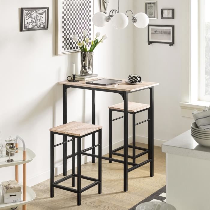 sobuy ogt10-n ensemble table de bar bistrot + 2 tabourets avec repose-pieds table mange-debout table haute cuisine