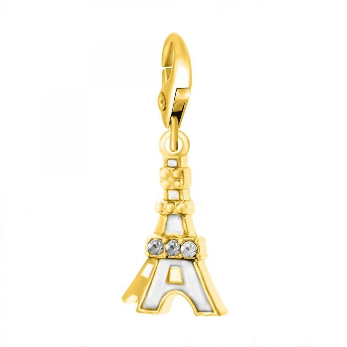 Bijou charm - So Charm - Tour Eiffel doré - Cristaux Swarovski - Plaqué or - 10 mm Bijou charm - So Charm - Tour Eiffel doré - Cristaux Swarovski - Plaqué or - 10 mm