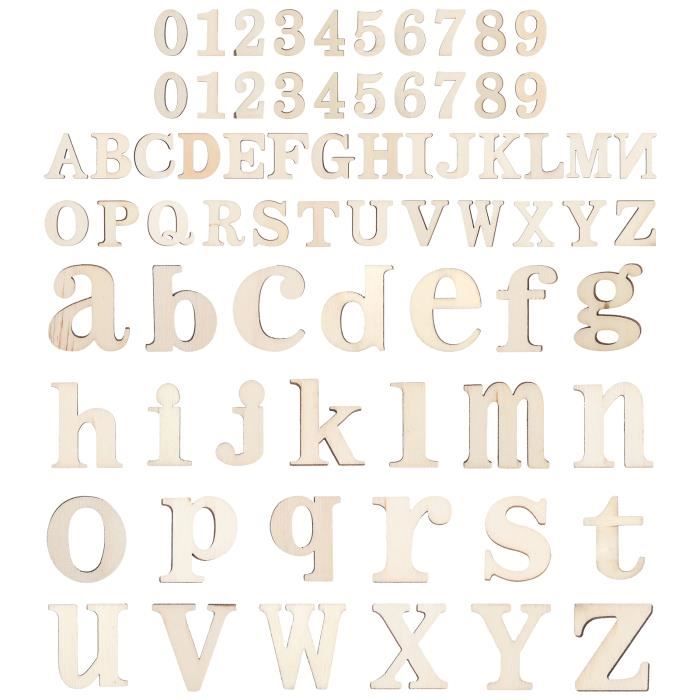 Bricolage lettres en bois décorations, 124 pièces lettres de l'alphabet