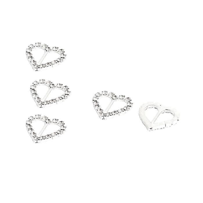 10 x Strass Coeur Courbé Argent Strass Mariage Carte ruban boucles curseur 10 x Strass Coeur Courbé Argent Strass Mariage Carte ruban boucles curseur