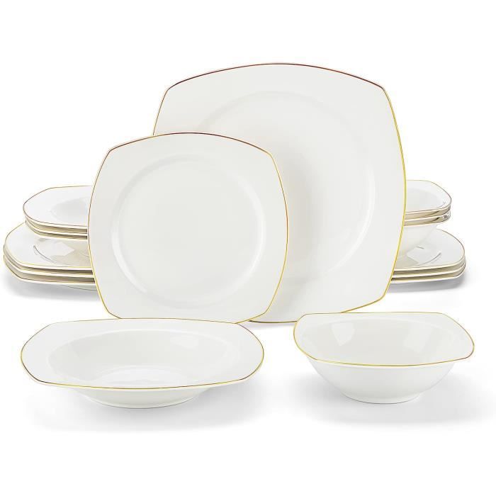 MALACASA Série JERA Service de Table Porcelaine pour 8 Personnes, Service  Vaisselle 32pcs avec 8 Assiettes