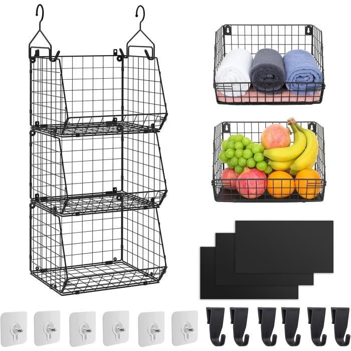 Corbeille à Fruits 3 Étages Avec Support Métal - Présentoir élégant Pour Cuisine, Buffet, Décoration | Bols En Céramique Lavables