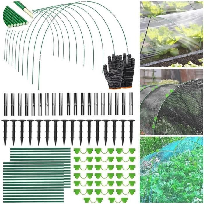 30 Arceaux Serre Tunnel En Fibre De Verre 6mm - Pour Potager Surélevé, Avec Clips Et Ancres, 38cm De Long - 6