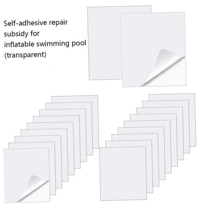 10 Patchs Réparation Piscine Auto-Adhésifs - PVC Transparent/Bleu - Pour Liner, Jouets Gonflables