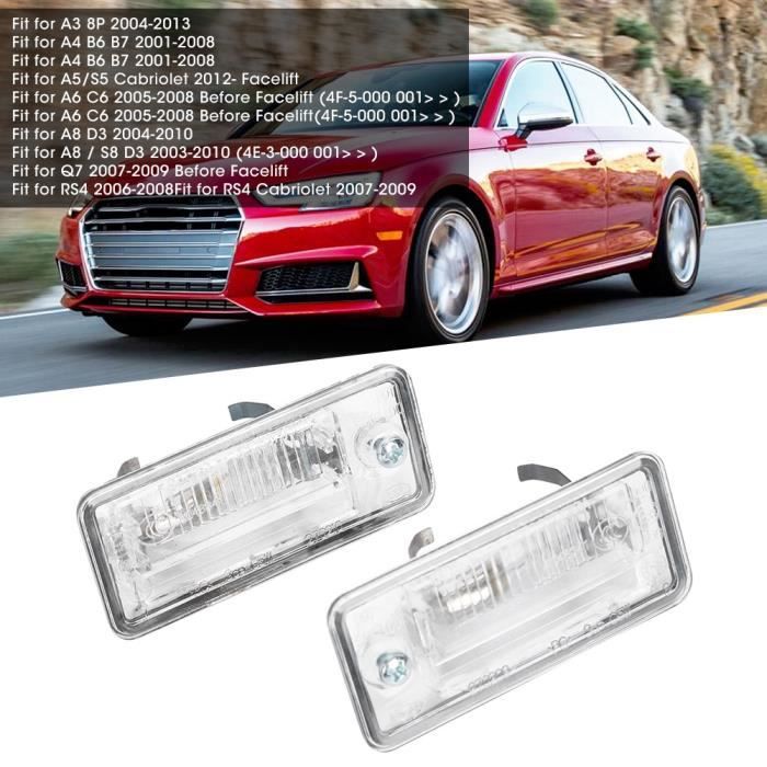 Éclairage Plaque Immatriculation 1 Paire 8E0807430A 8E0807430B Pour Audi A3 A4 A6 A8 Q7 RS4