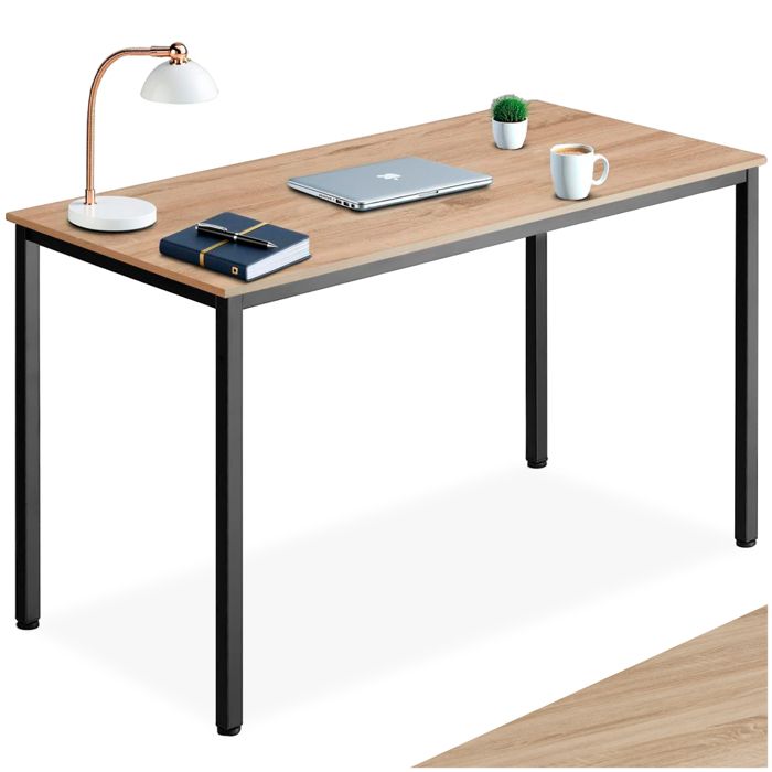 Bureau - TECTAKE - Table de bureau rectangulaire VANPORT au style industriel en bois et acier 120 x 60 x 755 cm - Marron clair