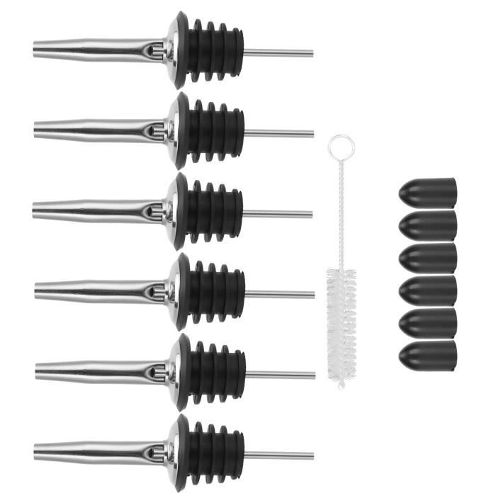 Lot De 12/24/48/100 Becs Verseurs En Acier Inoxydable Avec Bouchon Anti- Poussière En Caoutchouc, Bec Verseur Rapide Pour Bouteille De Liqueur, Bouteilles D'huile (lot De 12