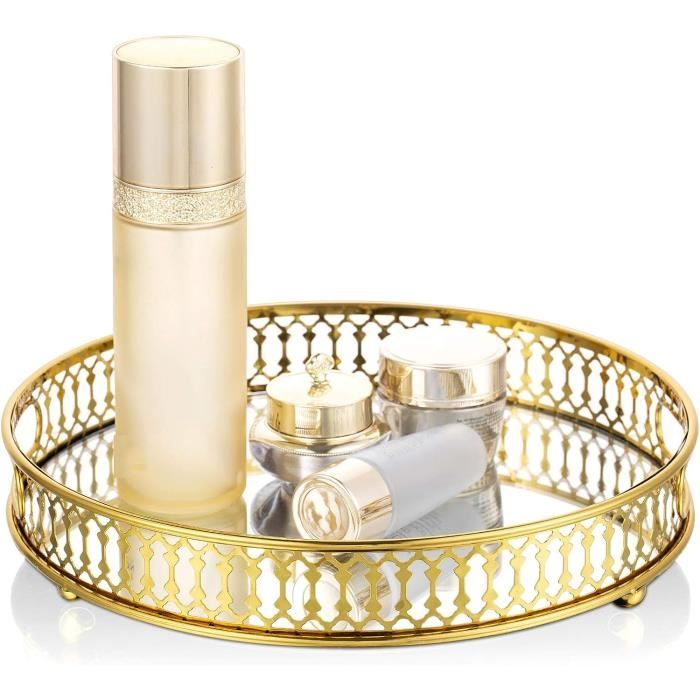 Plateau En Verre Miroir Doré - 35x25x5 Cm, Vintage, Plateau Décoratif Pour Bijoux, Cosmétiques Ou Service