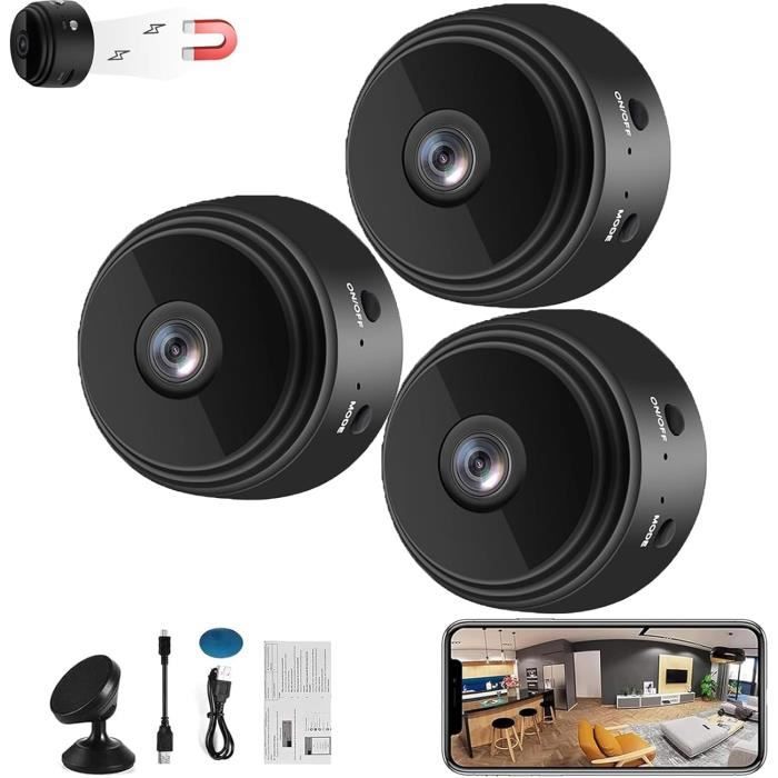 Mini Telecamera Spia Camtrix 1080p Full HD WiFi – 3 Pezzi, Visione Notturna 6m, Grandangolo 150°, Rilevamento Movimento, Per Interni Ed Esterni - 3
