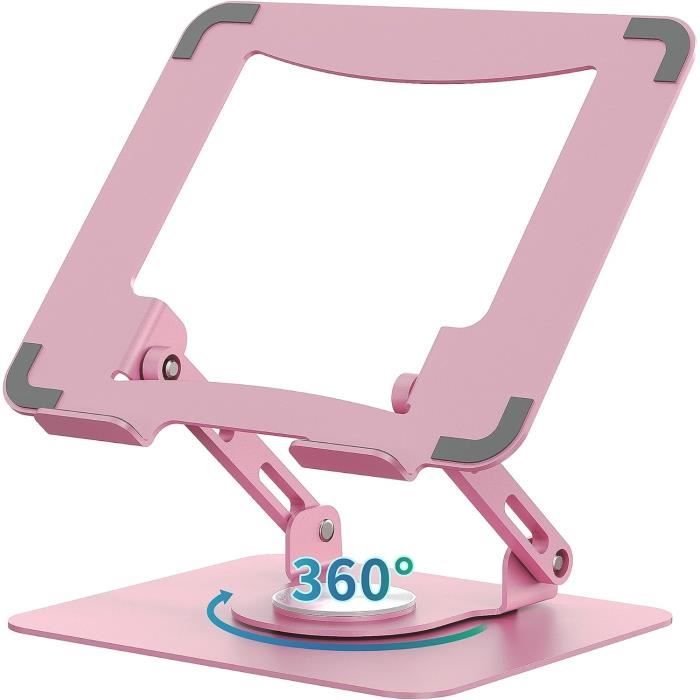 Support Ordinateur Portable Réglable 8 Positions - Socle Pivotant 360° Avec Ventilation Pour MacBook 10-17"