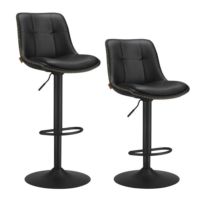 Tabourets de Bar - VASAGLE - Siège Pivotant à Hauteur Réglable - Matelassé - Noir dencre Tabourets de Bar - VASAGLE - Siège Pivotant à Hauteur Réglable - Matelassé - Noir dencre