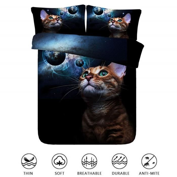 Chat Mignon Parure De Lit Housse De Couettes 2 Personnes Enfant A Fortable Taies D Oreiller Ensemble De Literie 2x240cm Univers Cdiscount Maison