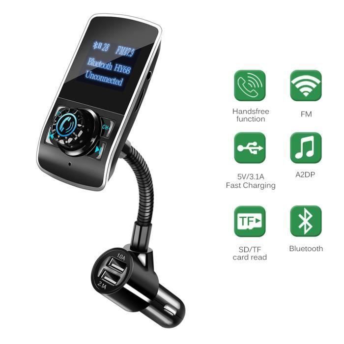 Transmetteur FM mains libres pour kit voiture Bluetooth 5 en 1 Chargeur USB Chargeur DC12-24V Lecteur MP3 pour voiture 