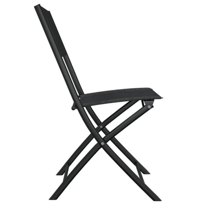 fhe - sièges de jardin - chaises d'extérieur pliables 4 pcs noir acier et textilène - yosoo - dx2098