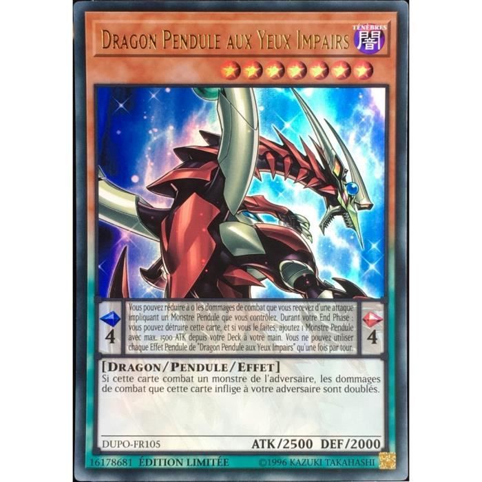 Carte YUGIOH DUPOFR105 Dragon Pendule Aux Yeux Impairs NEUF FR Cdiscount Jeux Jouets