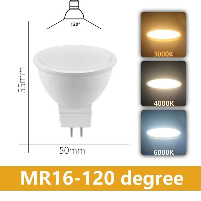 Lot De 10 Ampoules LED MR16 5W 12V 110° | Blanc Froid | Marque Optonica