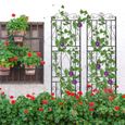 Treillis Jardin Extérieur pour Plante Grimpante - UNHO - 182x50cm - Fer Forgé - Noir-1